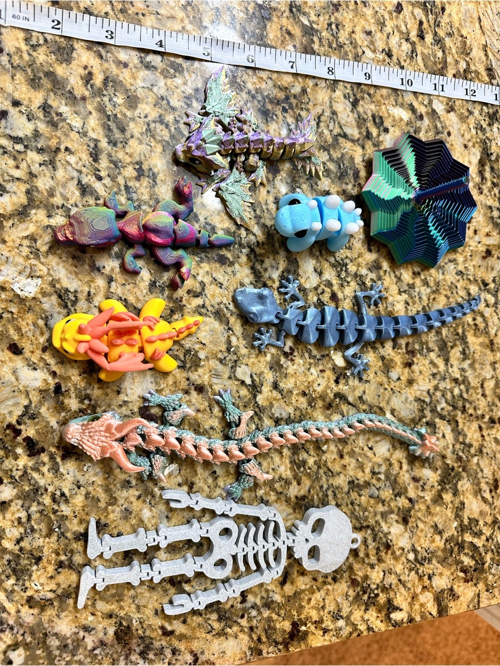 Assorted Reptile & Skeleton Resin Figurine Set - Multicolor